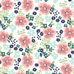 White/Coral - Large Floral